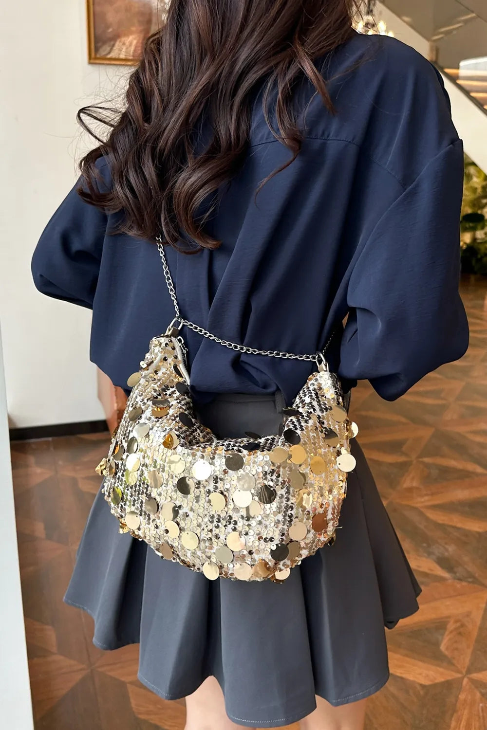 Sequin Chain Crossbody Bag - various colours
