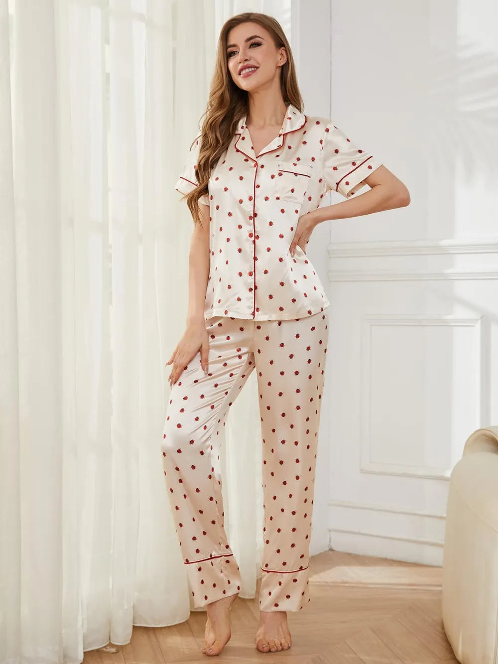 Women's Pyjama Set - Top & Trousers - Polka Dot