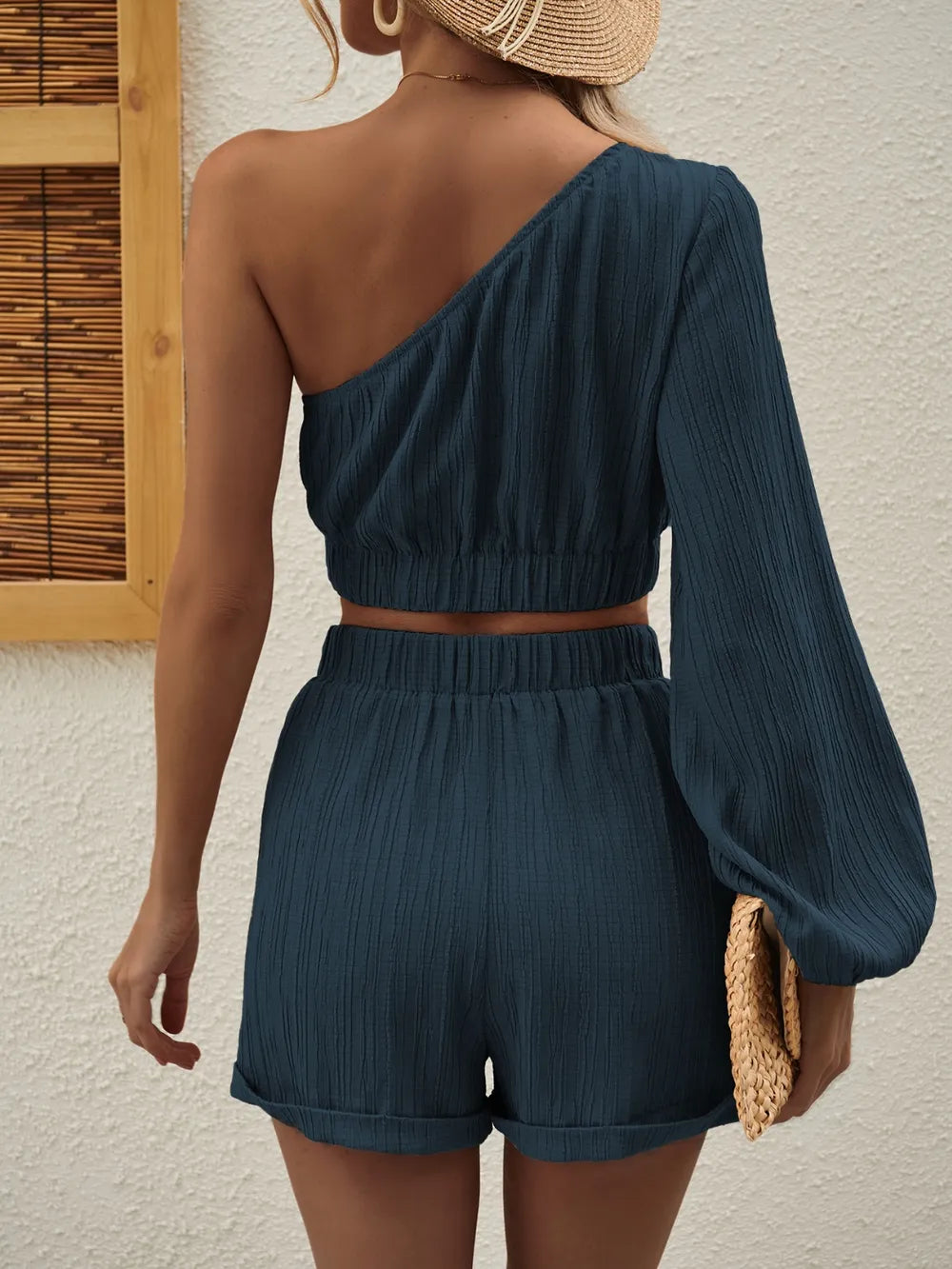 Women's Off Shoulder Top and Shorts Co-Ord Set