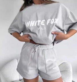 Women's T Shirt and Short Co-Ord Set - White Fox - various colours