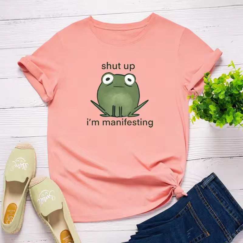 Ladies Slogan T-Shirt - Shut Up I'm Manifesting - various colours - size S - 3XL