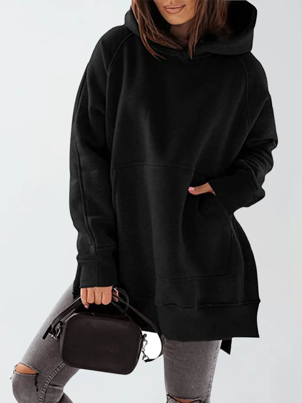 Hoodie with Slit Pocket