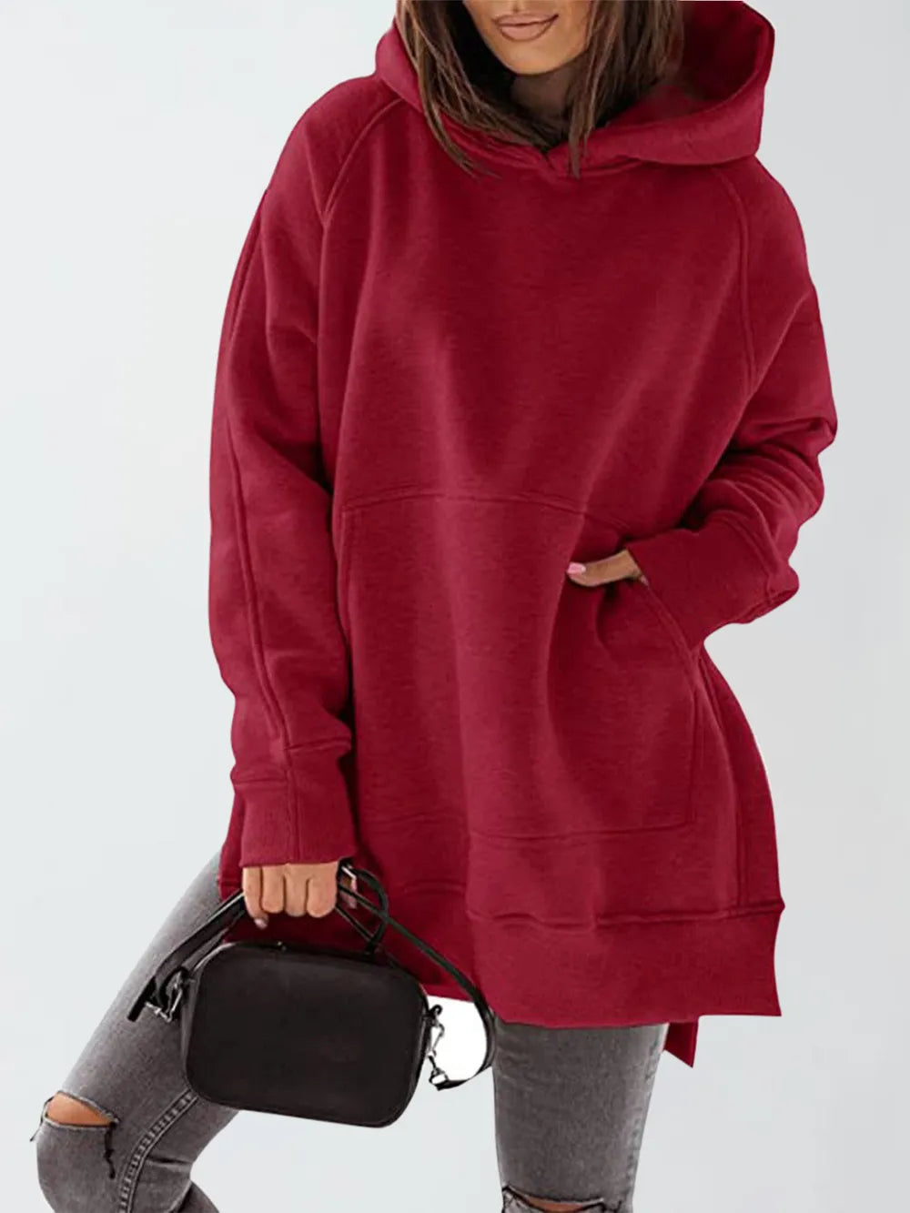 Hoodie with Slit Pocket