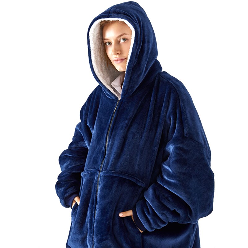 Oversized Blanket Hoodie - Zip Front