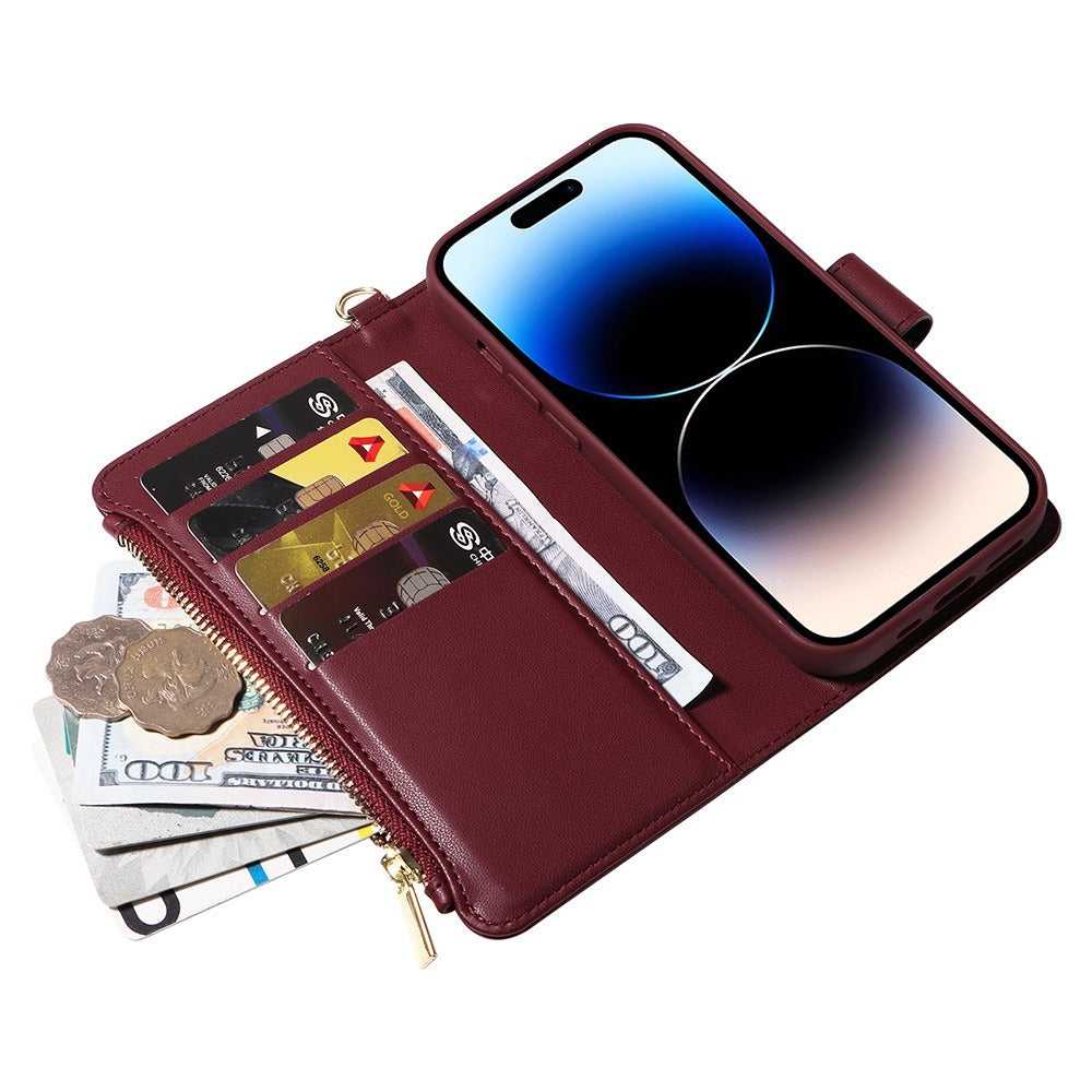 Iphone Case - Fits Various 11 - 15 Models - Includes Card and Coin Holder - various colours