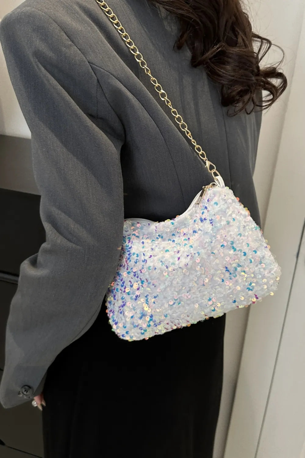 Sequin Removable Strap Shoulder Bag - various colours