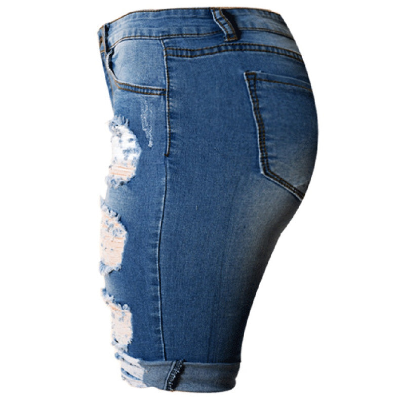 Women's High Waist Ripped Denim Shorts