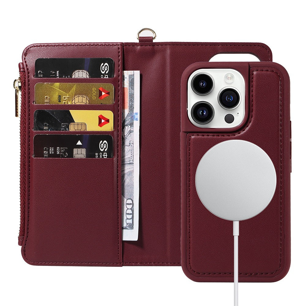 Iphone Case - Fits Various 11 - 15 Models - Includes Card and Coin Holder - various colours
