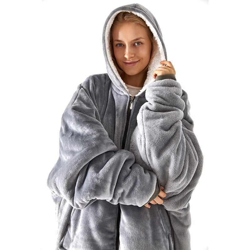 Oversized Blanket Hoodie - Zip Front
