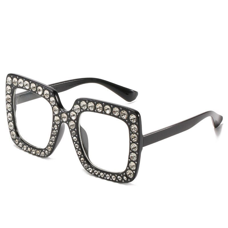 Ladies Vintage Oversized Square Rhinestone Sunglasses - various colours