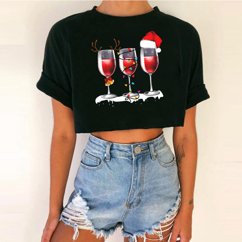 Women's Cropped Christmas T-Shirt - Various Styles