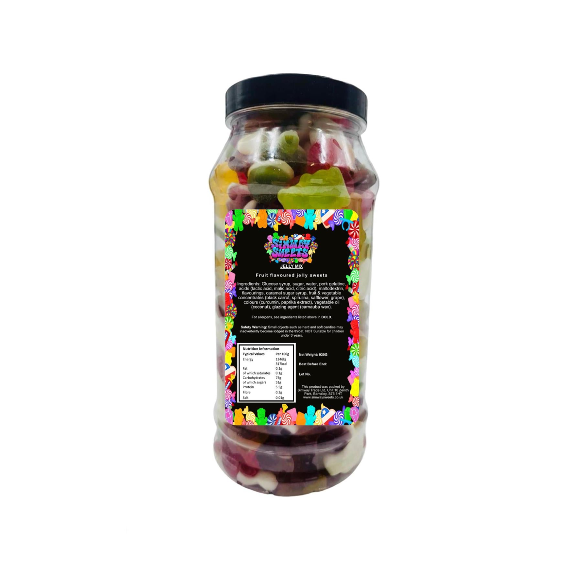 Jelly Mix Assorted Jellies Gummy Retro Sweets Gift Jar - 930g
