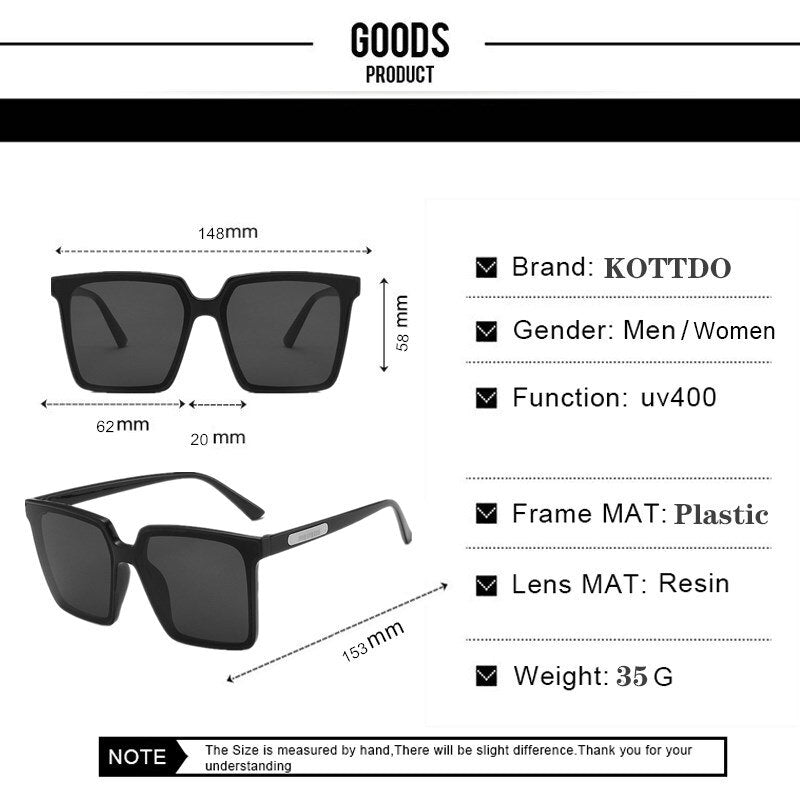 Ladies Oversized Square Sunglasses - various colours