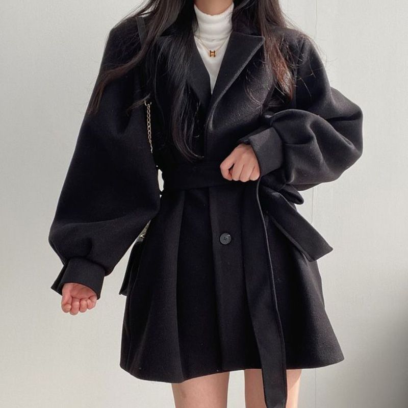 Women's Woolen Coat - Tie Belt - Various Colours