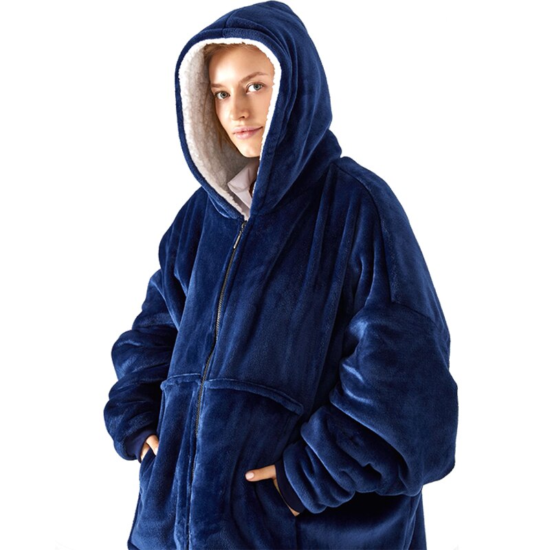 Oversized Blanket Hoodie - Zip Front