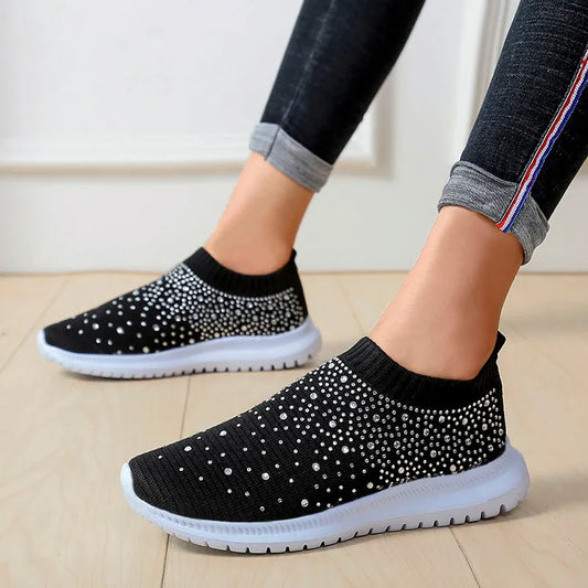 Rhinestone Decor Mesh Breathable Trainer