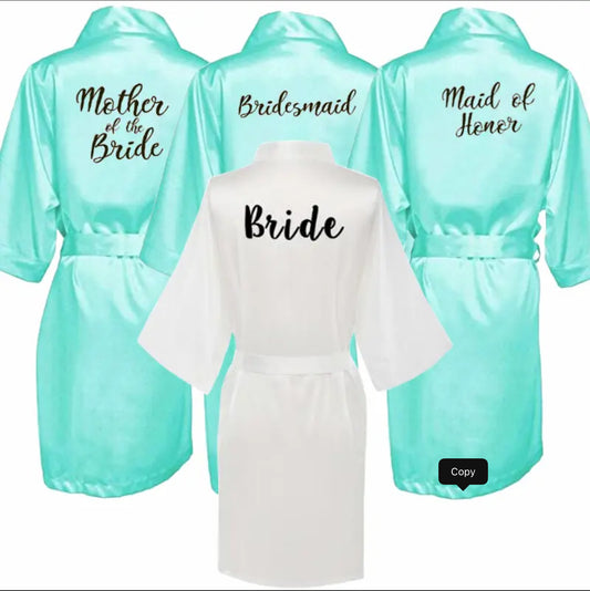 Aqua Satin Robe Hen, Bride, Hen Party, Sister, Squad, Mother, Bridesmaid