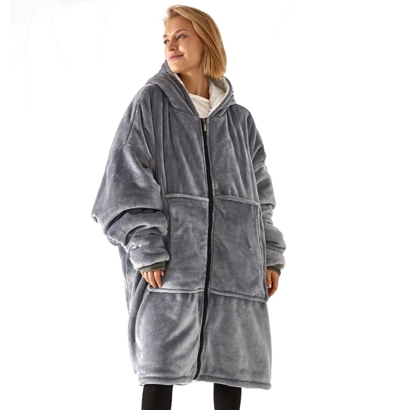 Oversized Blanket Hoodie - Zip Front