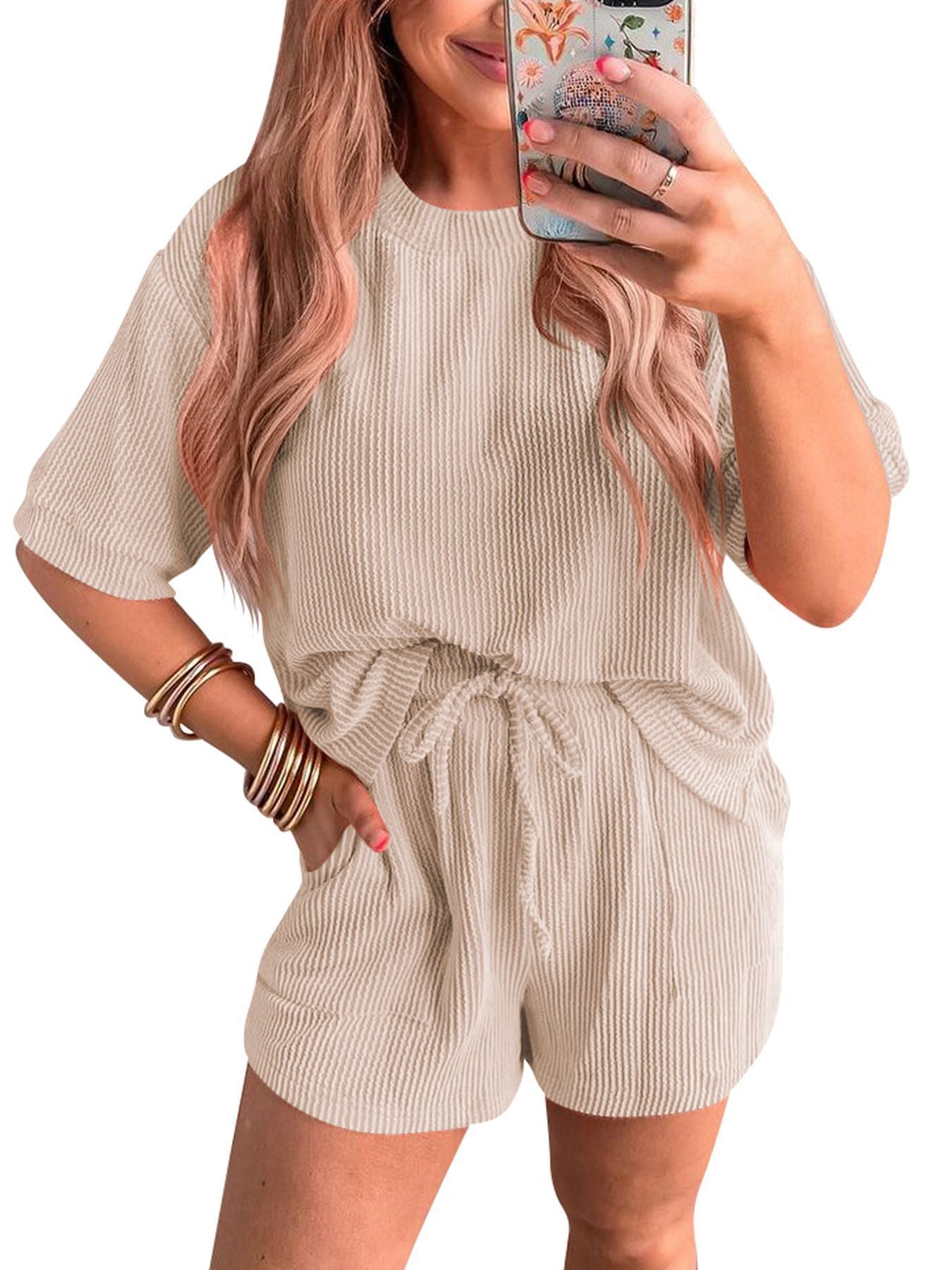 Women's 2 piece loungewear set tshirt & short