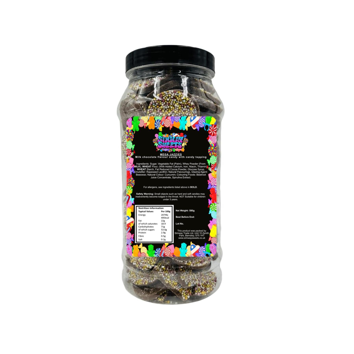 Milk Chocolate Mega Jazzies Retro Sweets Gift Jar - 580g