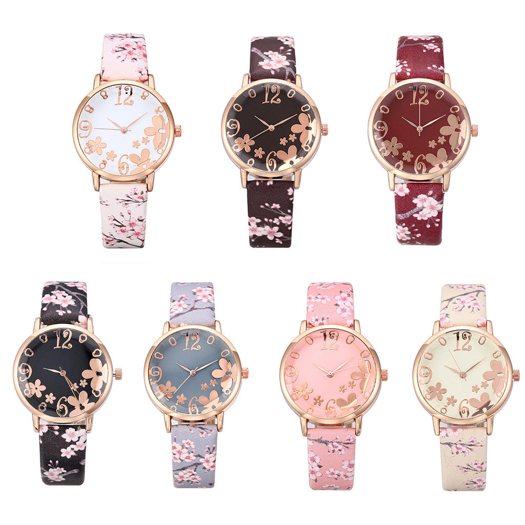 Ladies Quartz Wrist Watch Flower Design