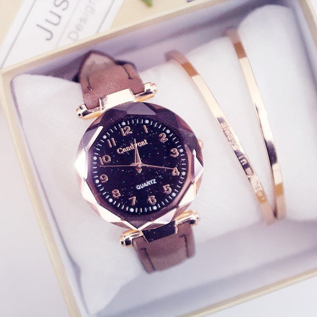 Ladies Quartz Wrist Watch & Bracelet Set