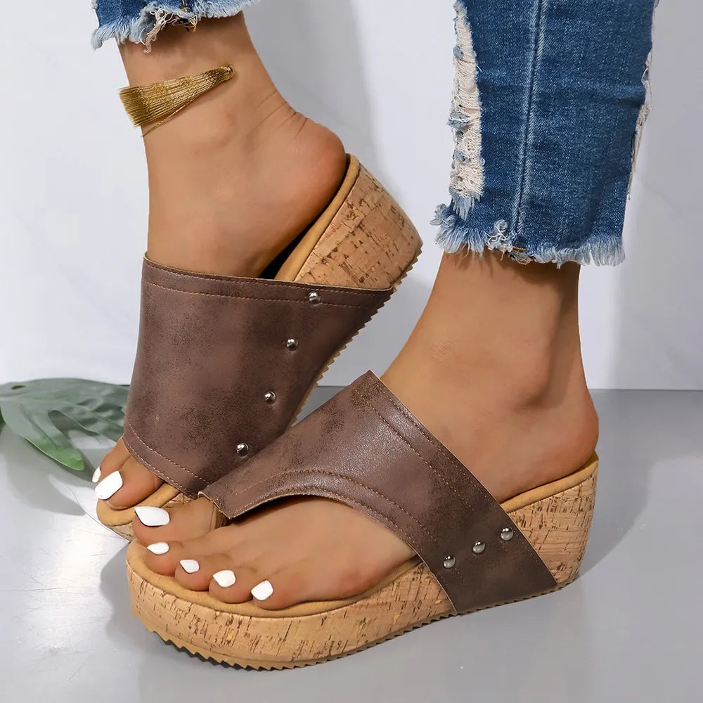 Women's PU Leather Wedge Sandal