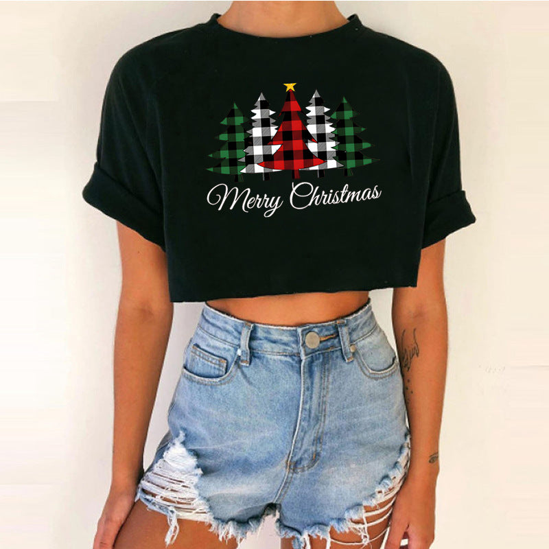 Women's Cropped Christmas T-Shirt - Various Styles
