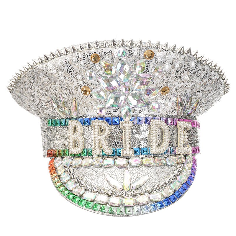 Handmade Sequined & Beaded Rhinestone Bride Hen Hat