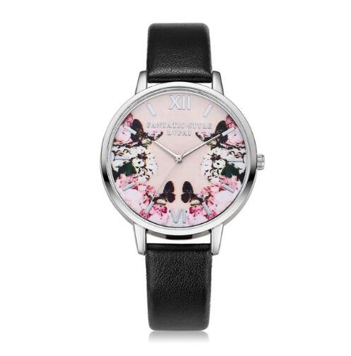 Ladies Flower Dial Wrist Watch