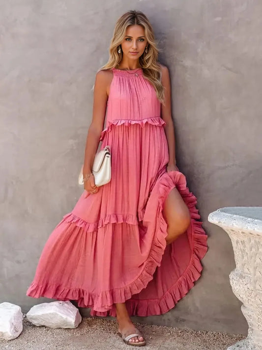 Women's Ruffled Tiered Maxi Dress - various colours
