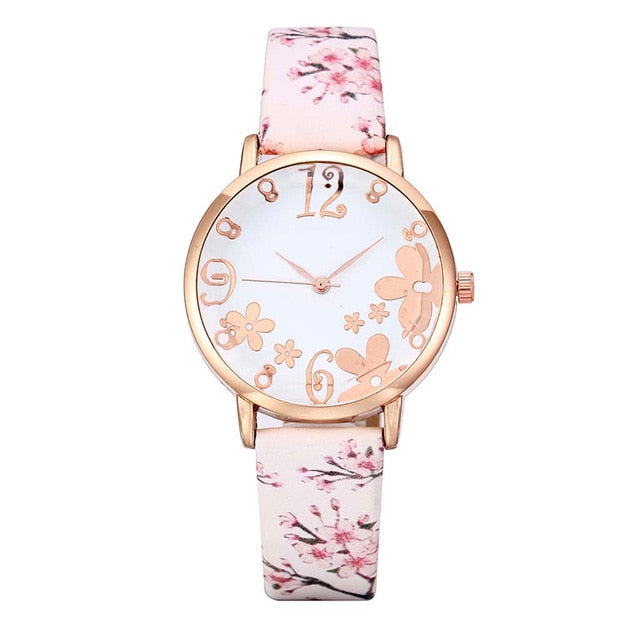 Ladies Quartz Wrist Watch Flower Design