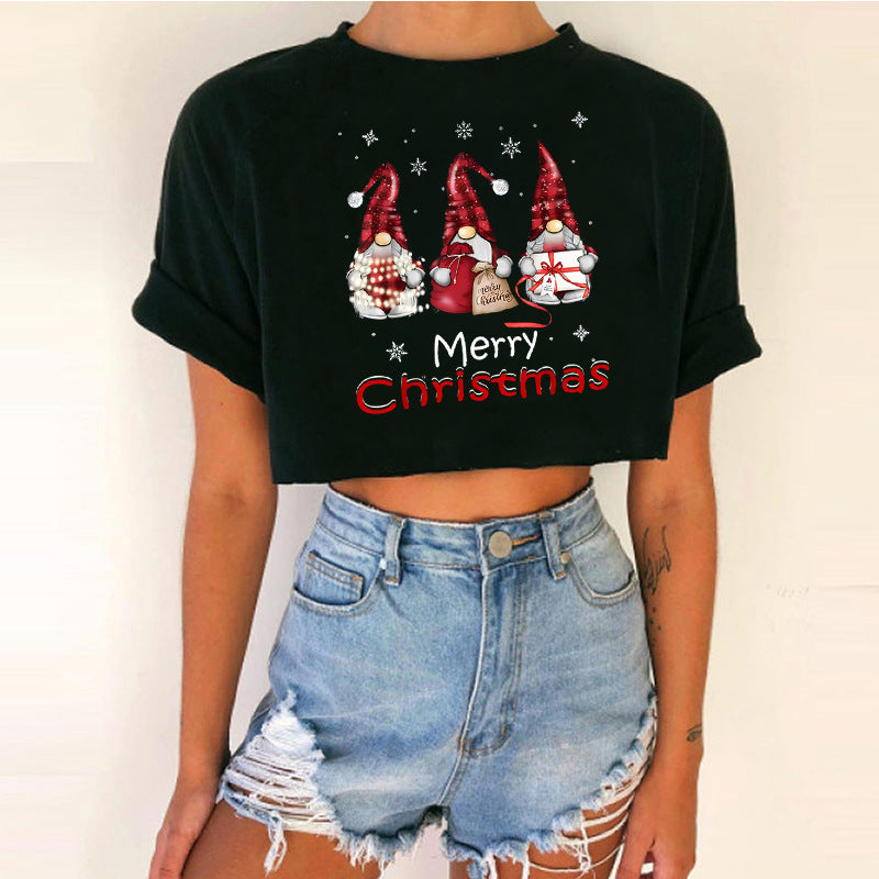 Women's Cropped Christmas T-Shirt - Various Styles