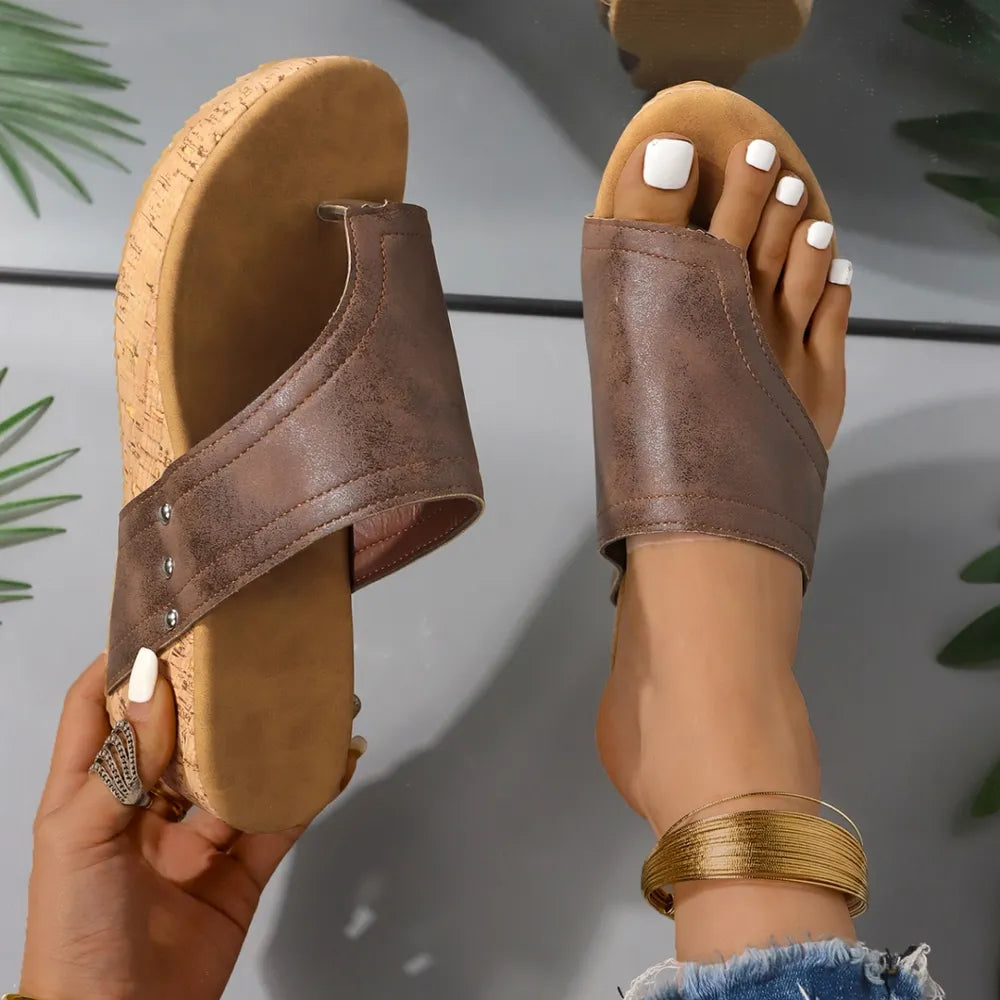 Women's PU Leather Wedge Sandal