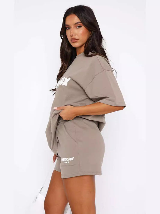 Women's T Shirt and Short Co-Ord Set - White Fox - various colours