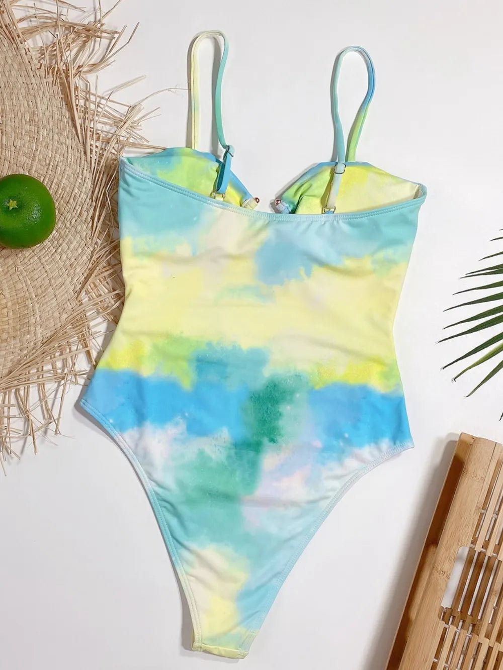 Women's Cutout Tie-Dye Spaghetti Strap One-Piece Swimsuit