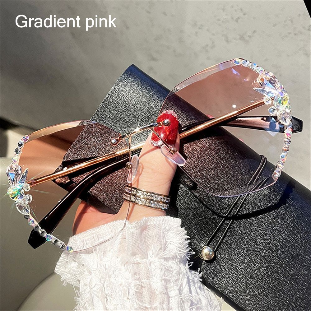 Ladies Vintage Rimless Rhinestone Sunglasses - UV400 - various colours