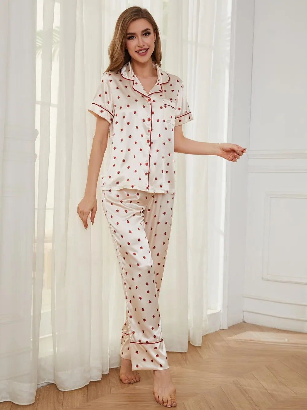 Women's Pyjama Set - Top & Trousers - Polka Dot