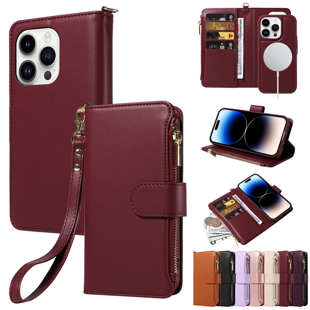 Iphone Case - Fits Various 11 - 15 Models - Includes Card and Coin Holder - various colours