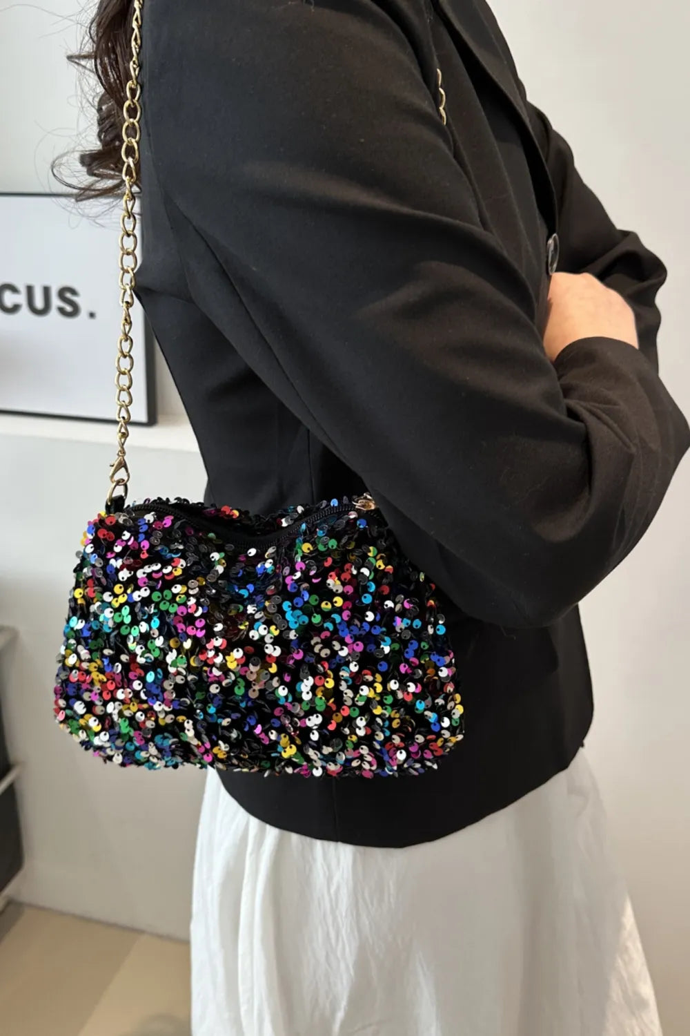 Sequin Removable Strap Shoulder Bag - various colours