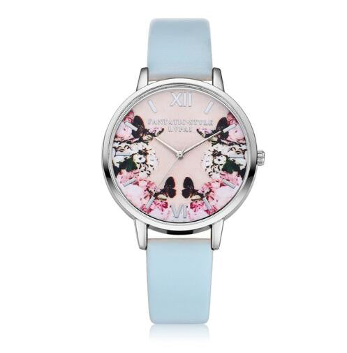 Ladies Flower Dial Wrist Watch