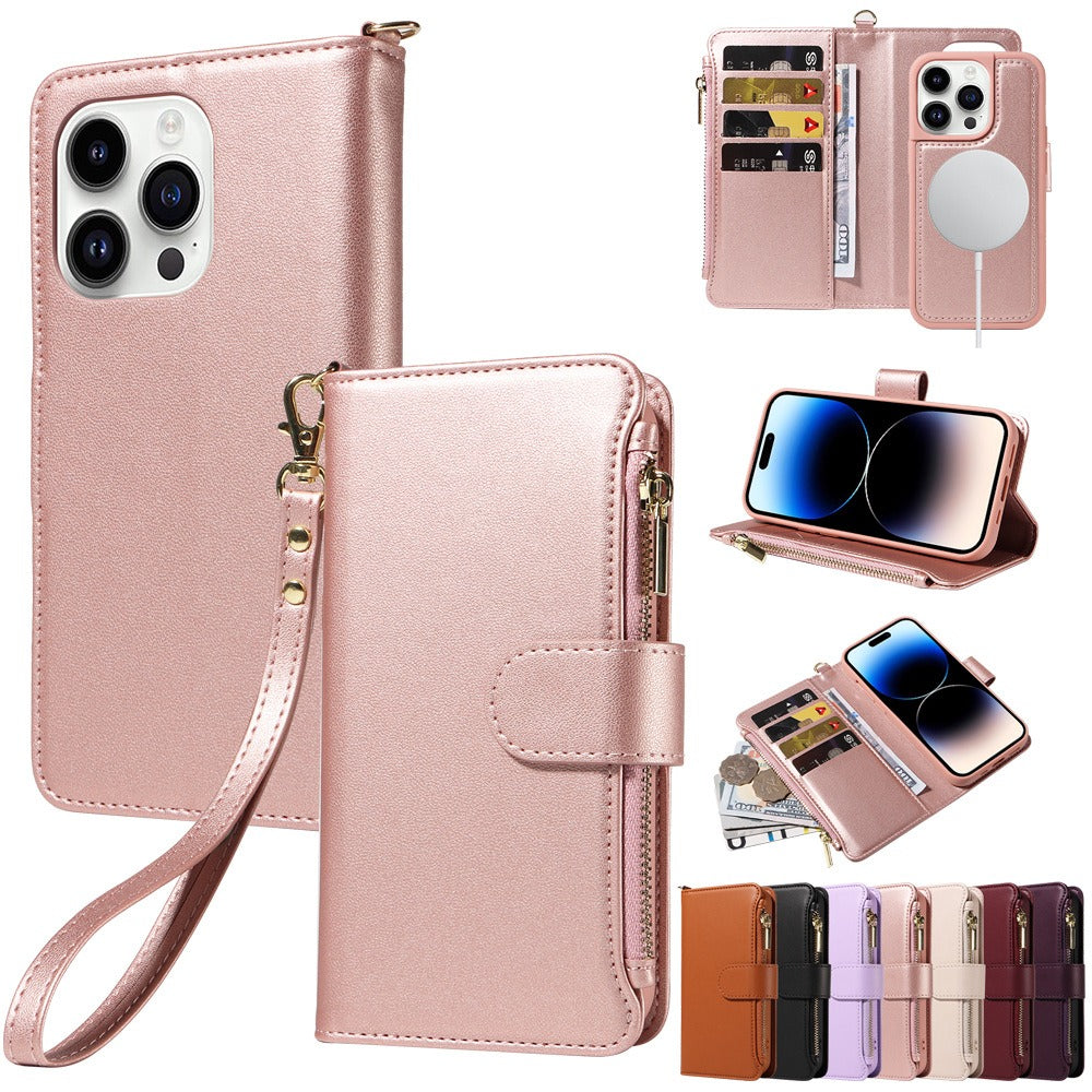 Iphone Case - Fits Various 11 - 15 Models - Includes Card and Coin Holder - various colours