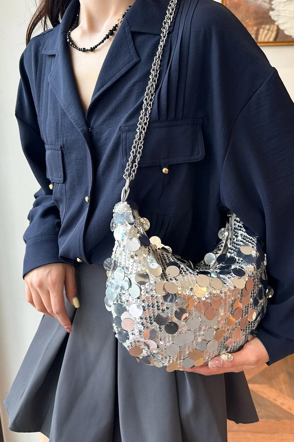 Sequin Chain Crossbody Bag - various colours