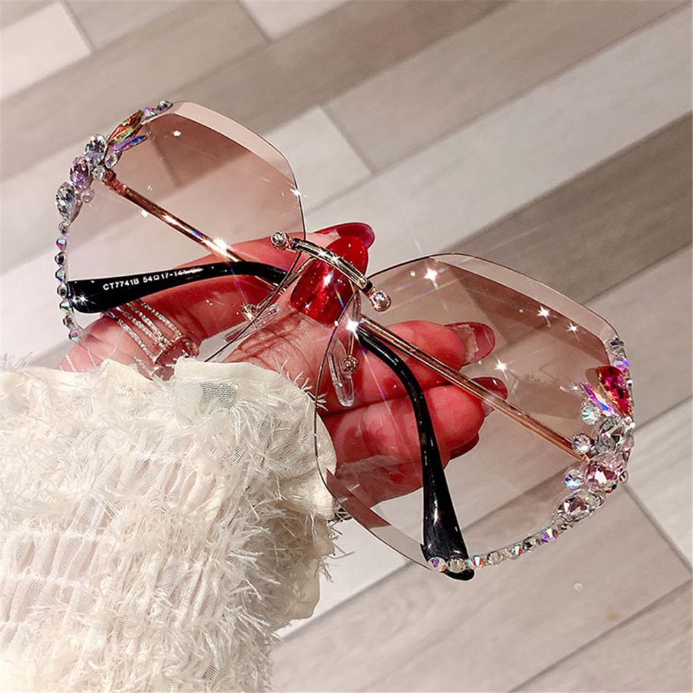 Ladies Vintage Rimless Rhinestone Sunglasses - UV400 - various colours
