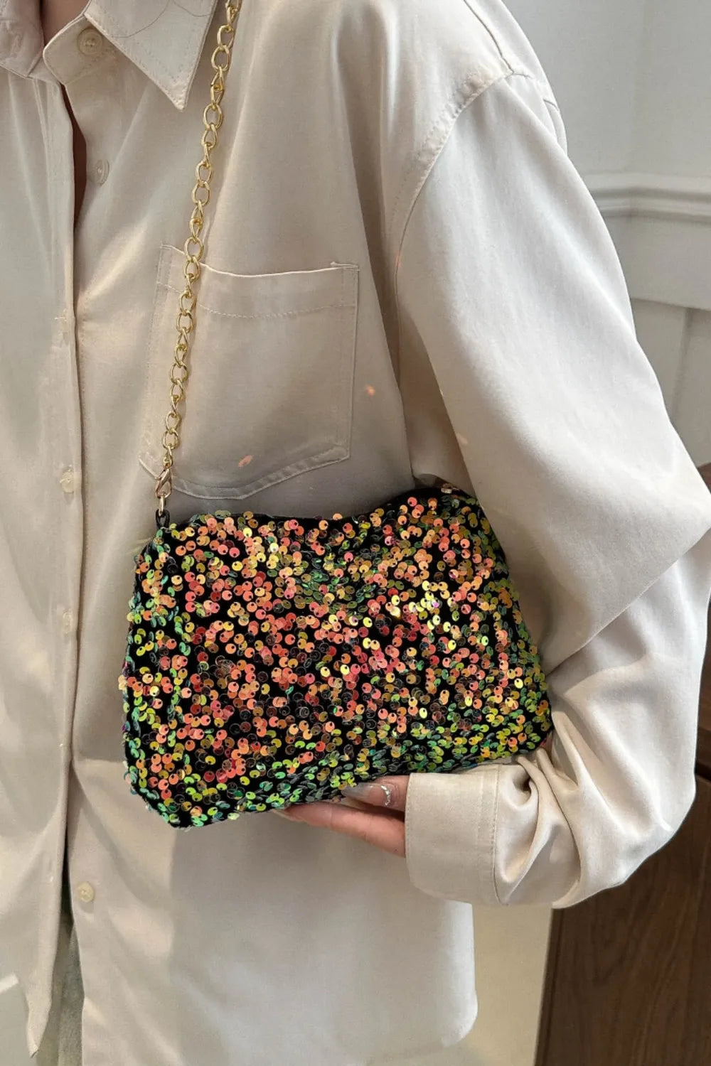 Sequin Removable Strap Shoulder Bag - various colours