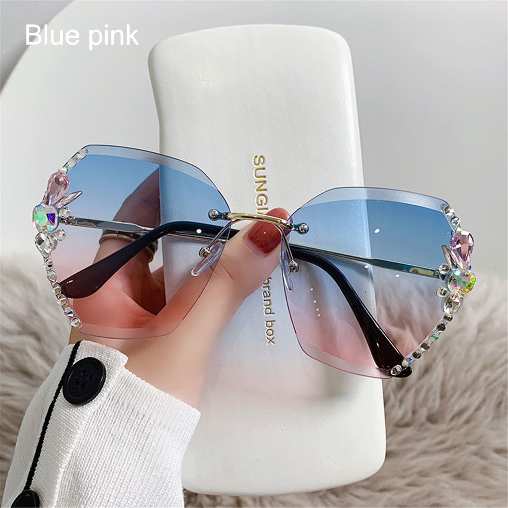 Ladies Vintage Rimless Rhinestone Sunglasses - UV400 - various colours