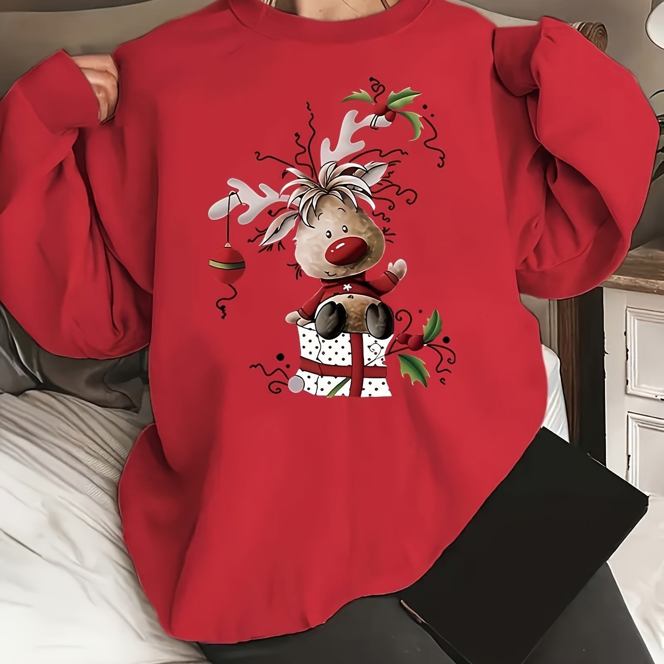 Women's Christmas Sweatshirt - Reindeer - Various Colours