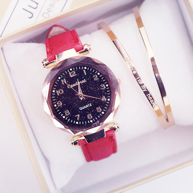 Ladies Quartz Wrist Watch & Bracelet Set