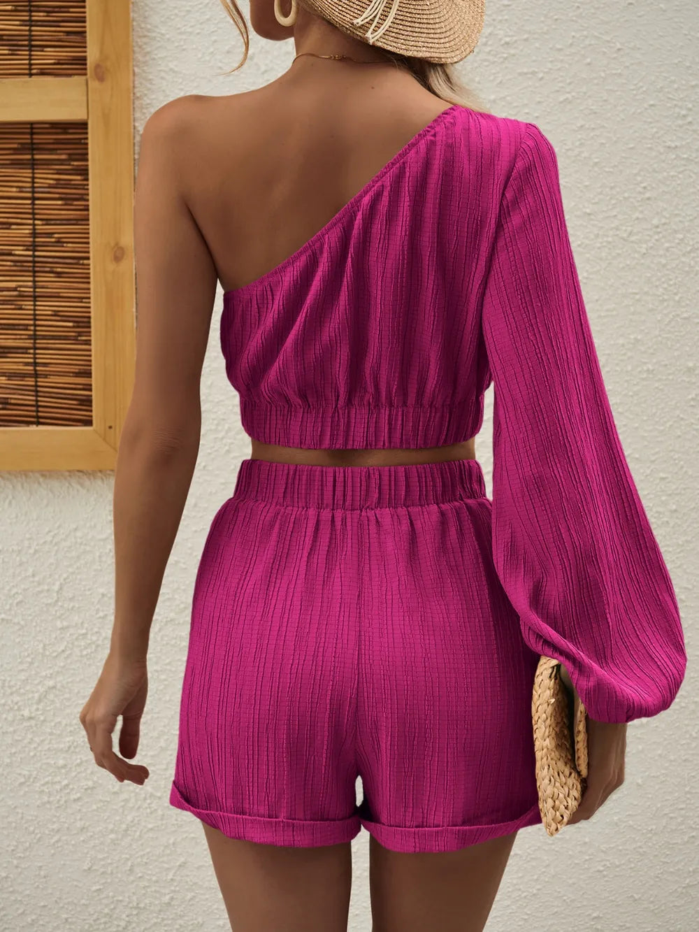 Women's Off Shoulder Top and Shorts Co-Ord Set