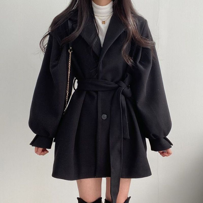 Women's Woolen Coat - Tie Belt - Various Colours